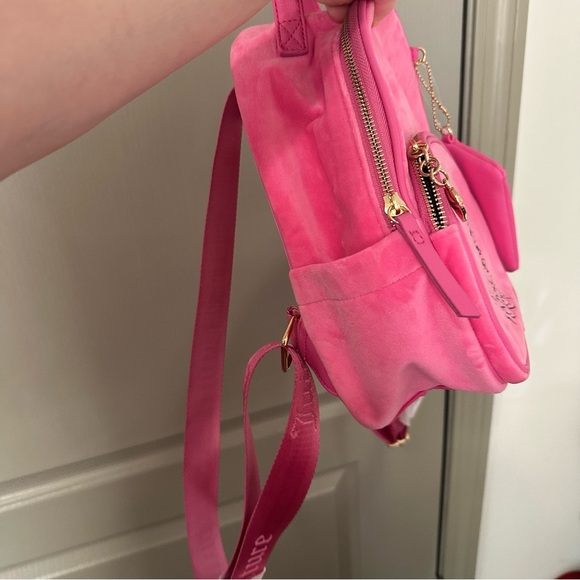 Juicy Couture Vibrant Pink Kids Backpack with Heart Charm Heritage NWT